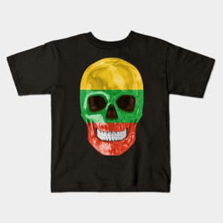 Lithuania Flag Skull - Gift for Lithuanian With Roots From Lithuania Kids T-Shirt